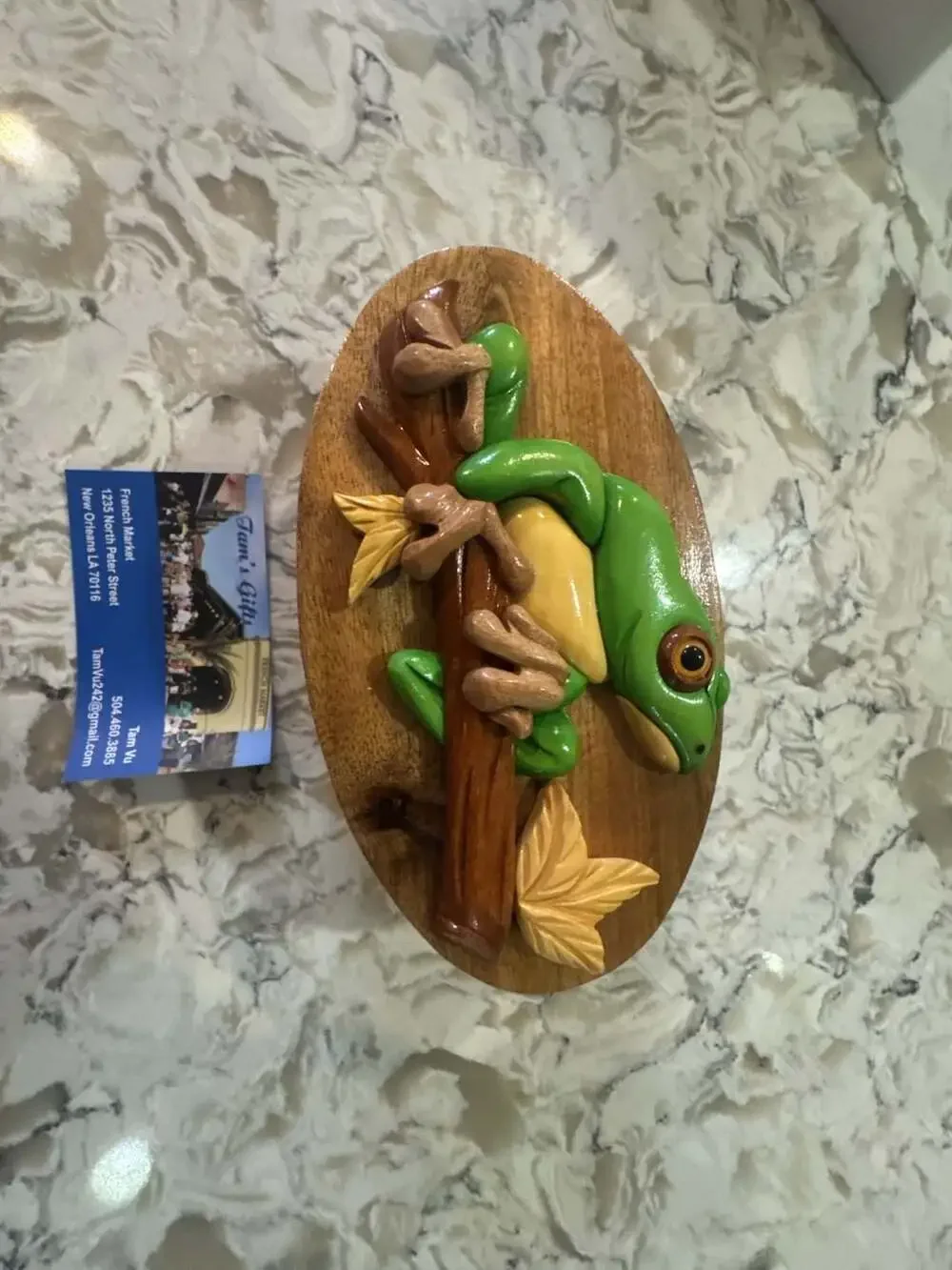 Handmade Carved Wooden Frog Trinket Box with Red Velvet Lining